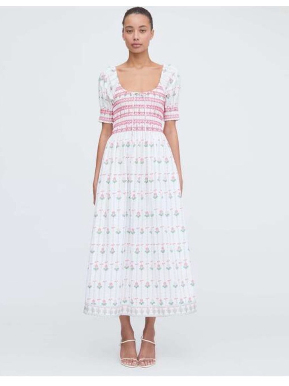 Hill House Madeline Nap Dress- White Trailing Fern Print - Picture 2 of 5